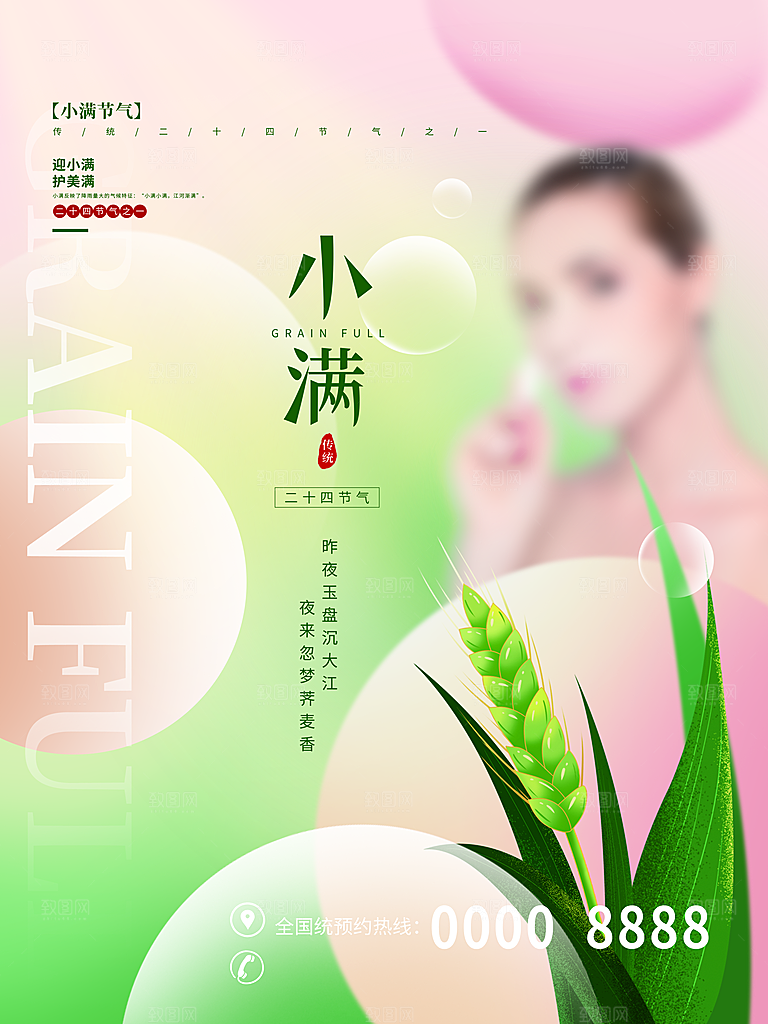 传统节气小满宣传海报
