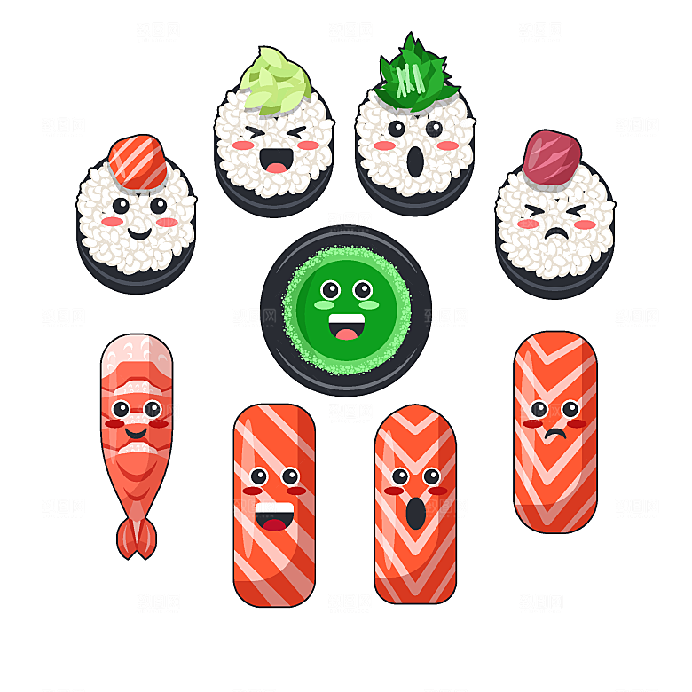 卡通寿司插画素材