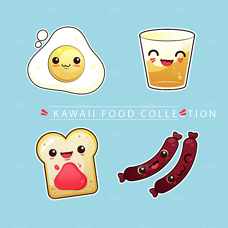 手绘食物表情素材