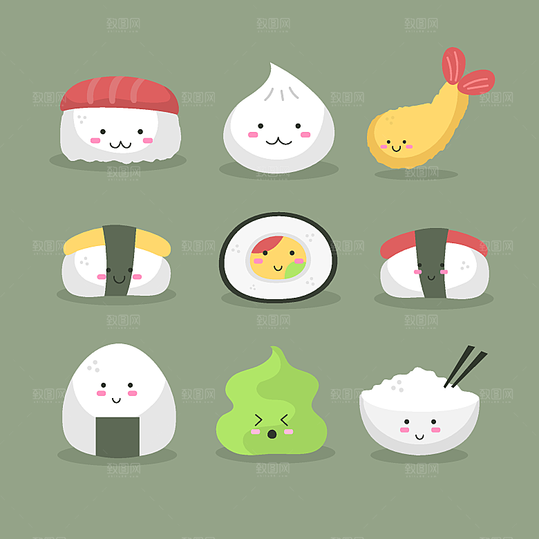 卡通寿司插画素材
