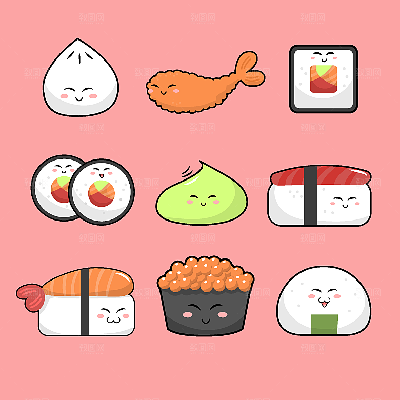 卡通寿司插画素材