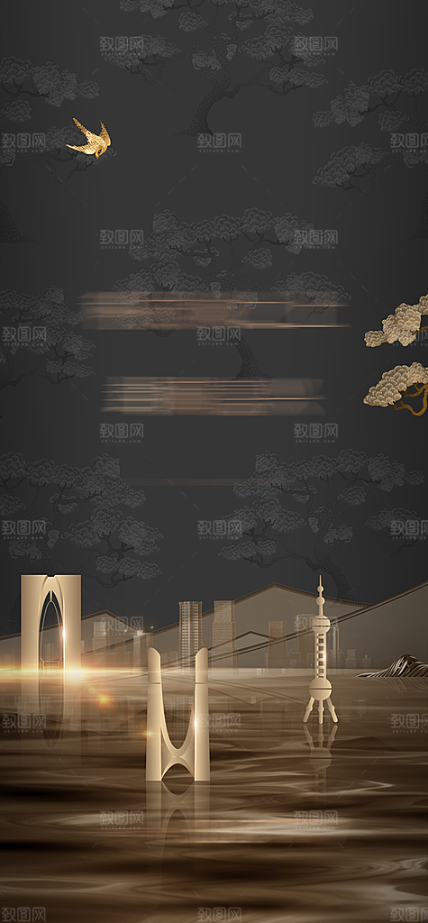 黑金简约大气地产手机海报