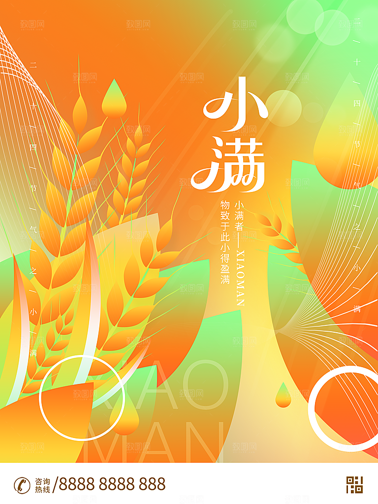 传统节气小满宣传海报