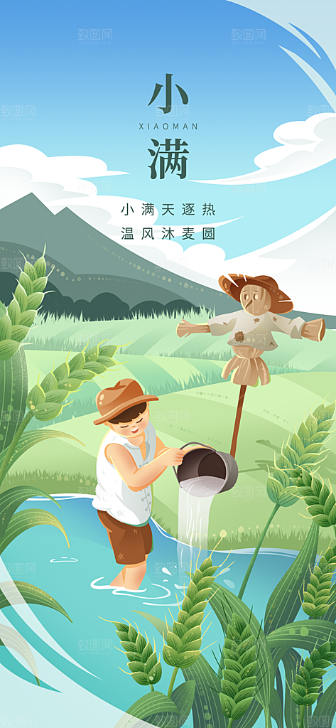 传统节气小满宣传海报