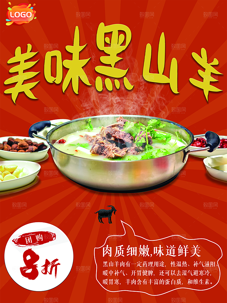 火锅食材美食海报