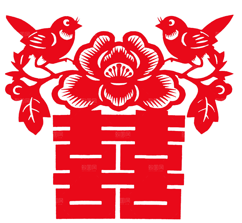 中式喜字剪纸艺术字