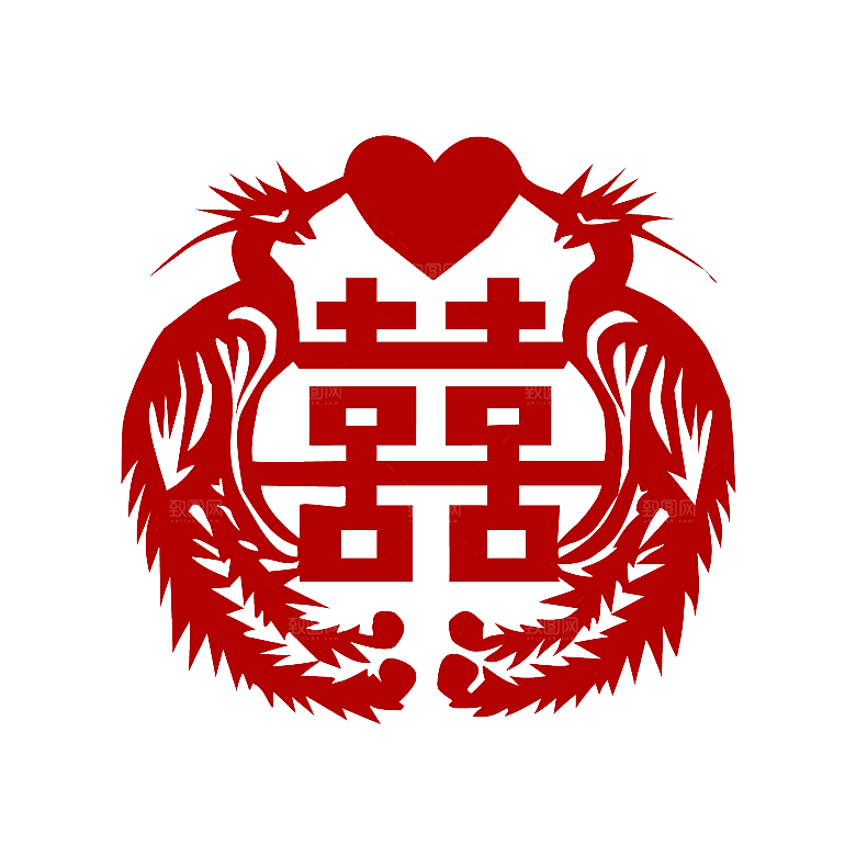中式喜字剪纸艺术字