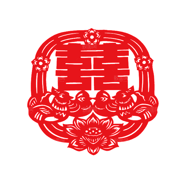 中式喜字剪纸艺术字
