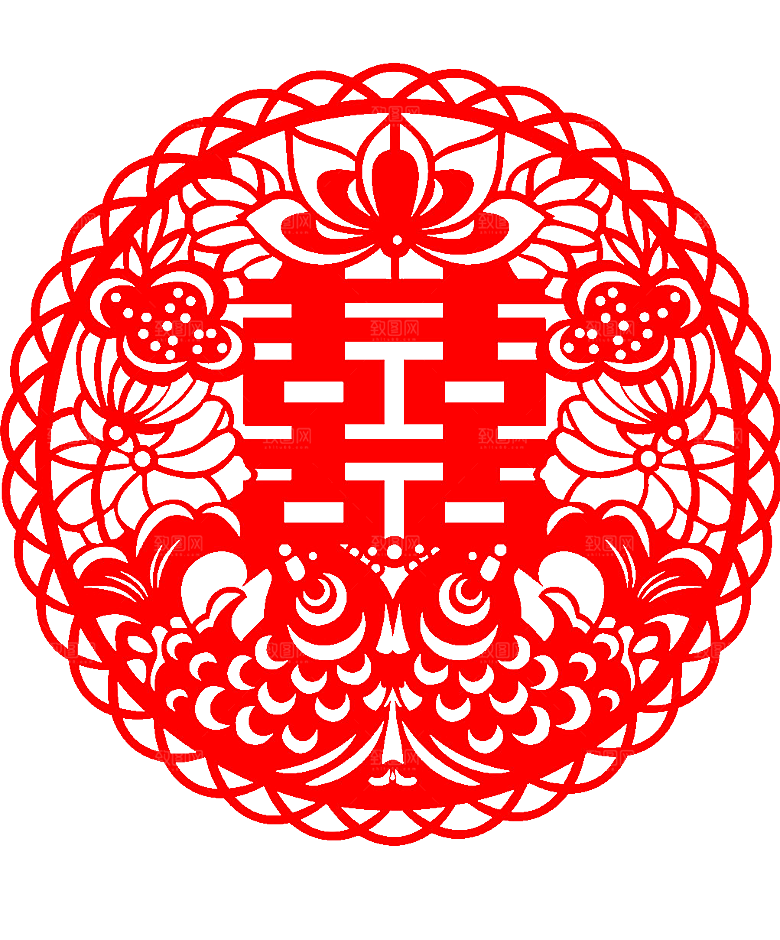 中式喜字剪纸艺术字
