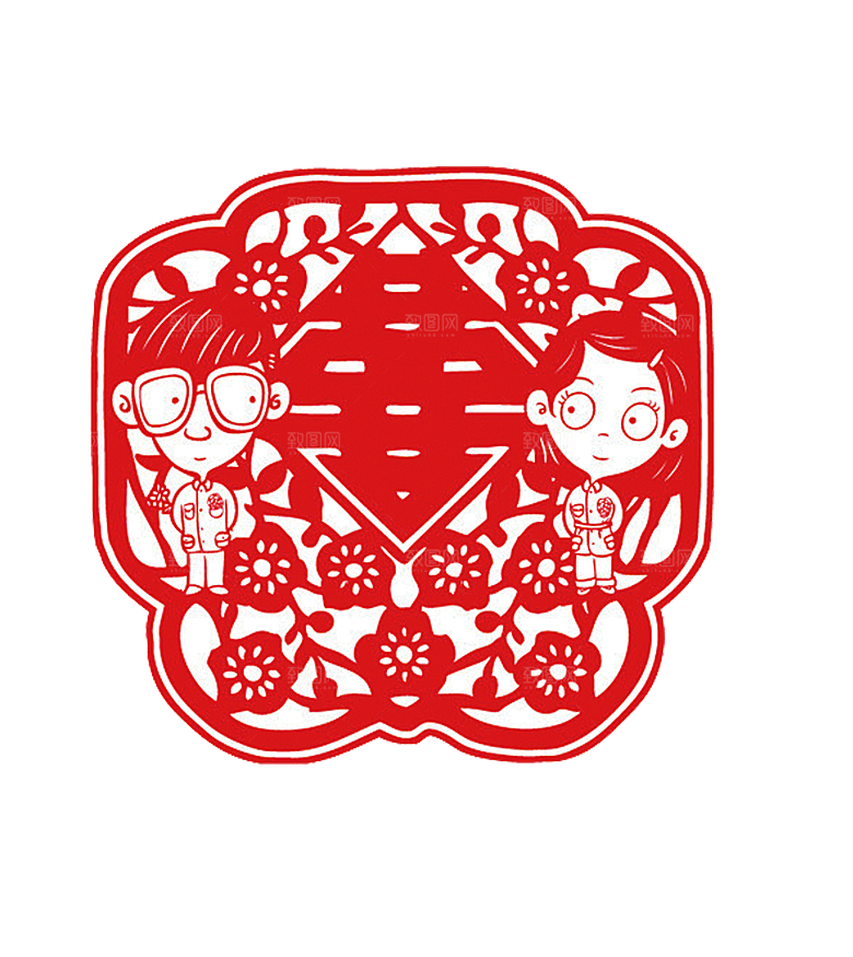 中式喜字剪纸艺术字