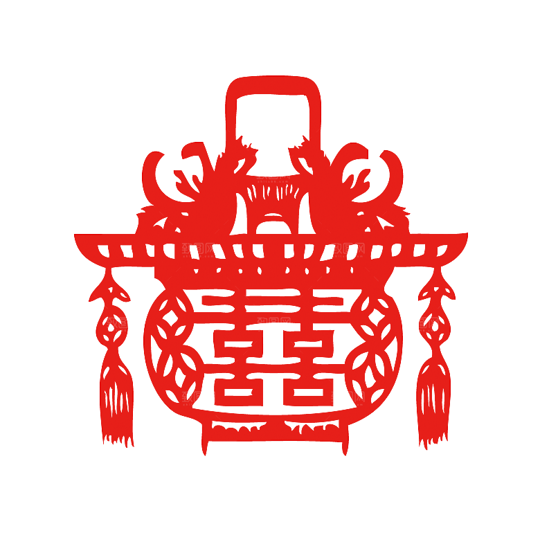 中式喜字剪纸艺术字