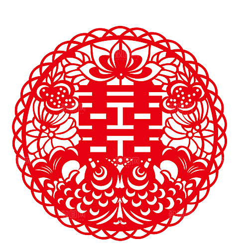 中式喜字剪纸艺术字
