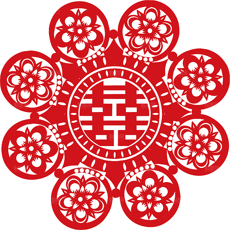 中式喜字剪纸艺术字