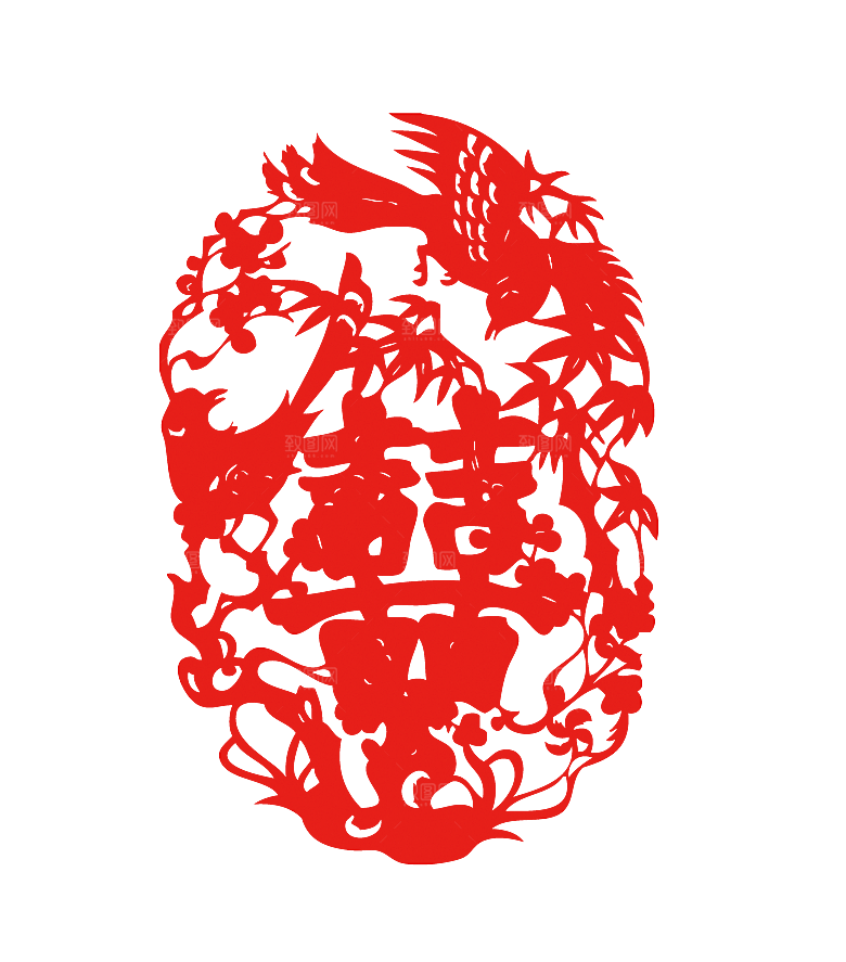 中式喜字剪纸艺术字