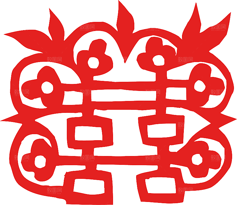 中式喜字剪纸艺术字