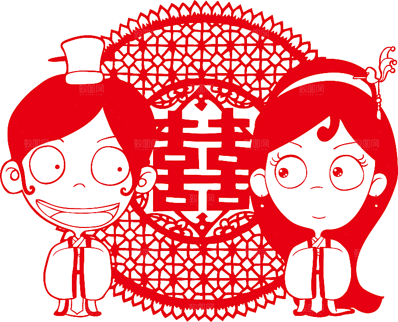 中式喜字剪纸艺术字