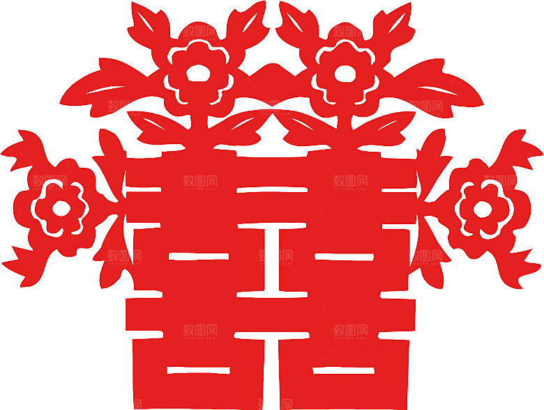 中式喜字剪纸艺术字