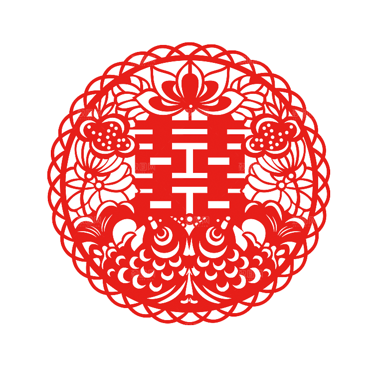 中式喜字剪纸艺术字