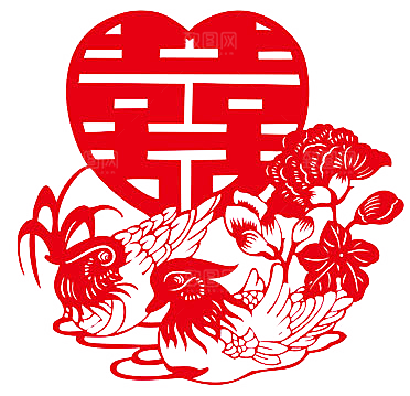 中式喜字剪纸艺术字