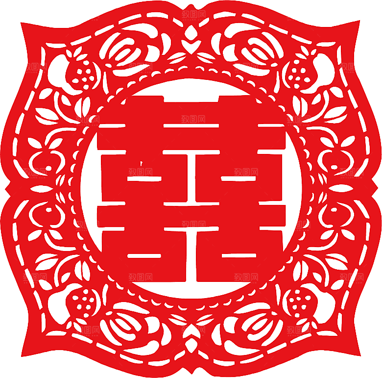 中式喜字剪纸艺术字