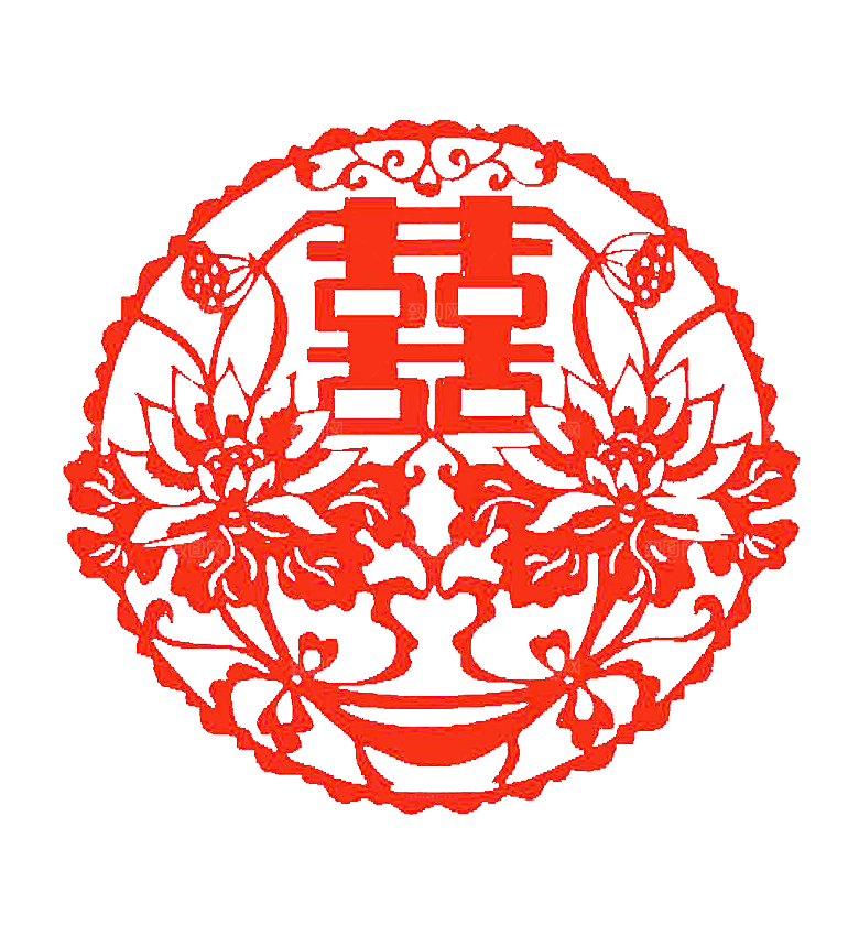 中式喜字剪纸艺术字