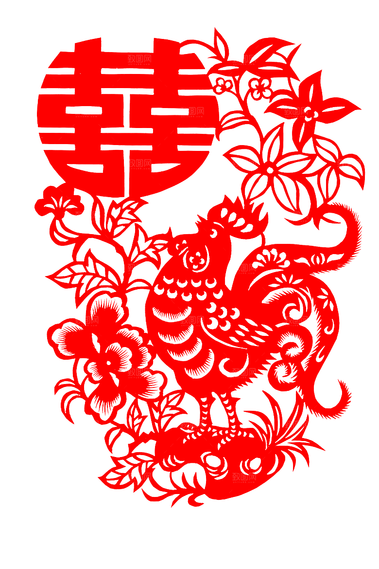 中式喜字剪纸艺术字