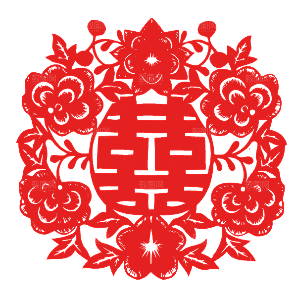 中式喜字剪纸艺术字