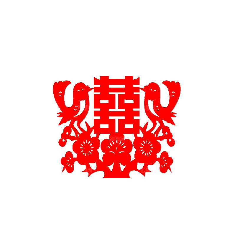 中式喜字剪纸艺术字