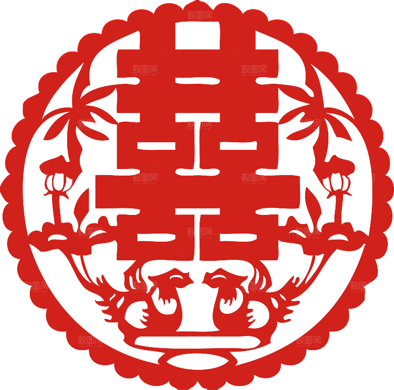 中式喜字剪纸艺术字