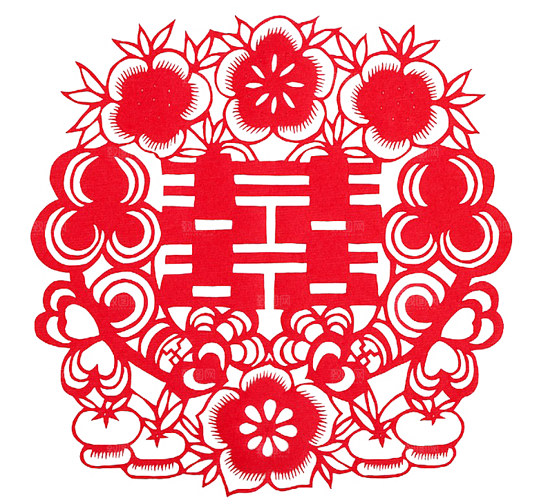 中式喜字剪纸艺术字