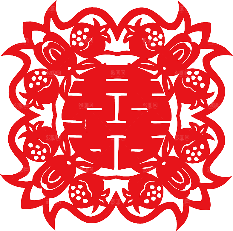 中式喜字剪纸艺术字