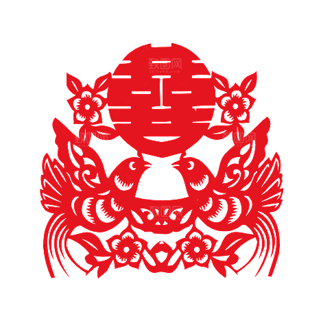 中式喜字剪纸艺术字