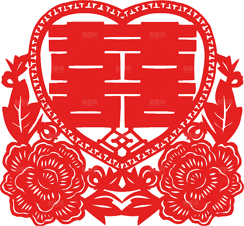 中式喜字剪纸艺术字