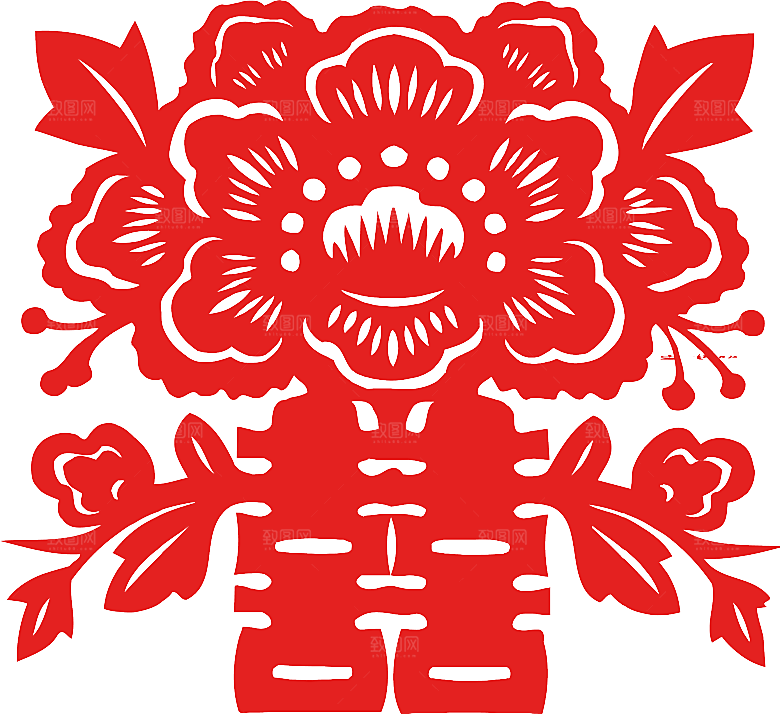 中式喜字剪纸艺术字