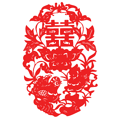 中式喜字剪纸艺术字