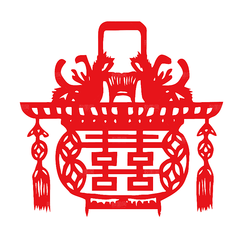 中式喜字剪纸艺术字