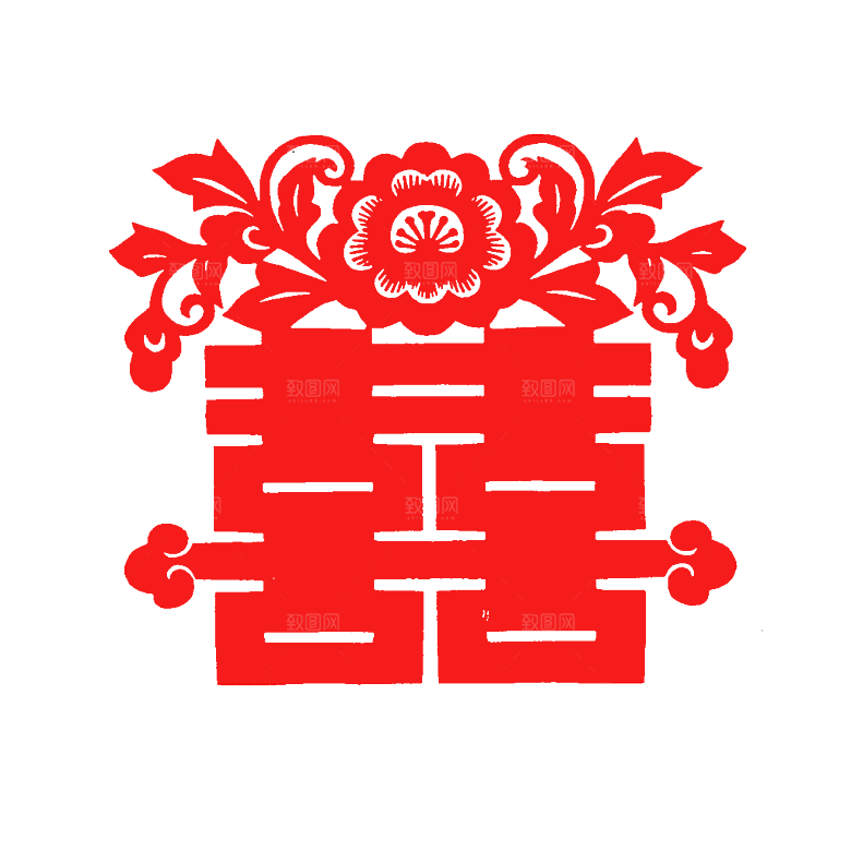 中式喜字剪纸艺术字