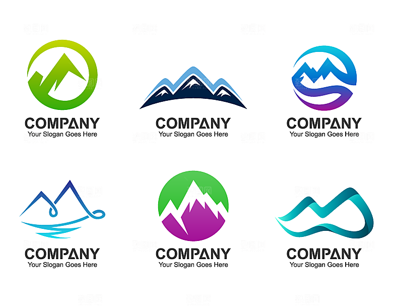 企业LOGO山脉矢量元素