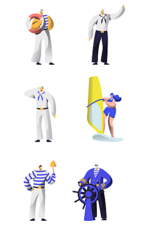 海军冲浪矢量人物插画元素