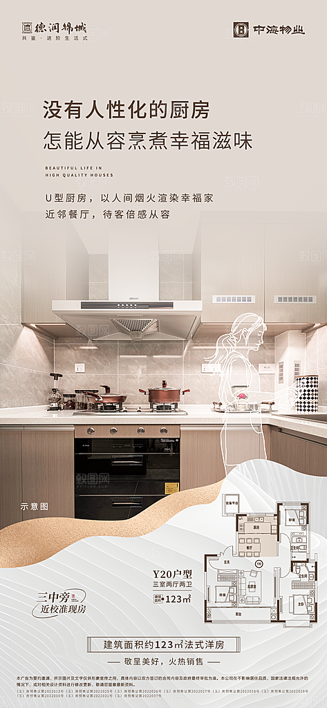 地产户型价值点线稿系列海报