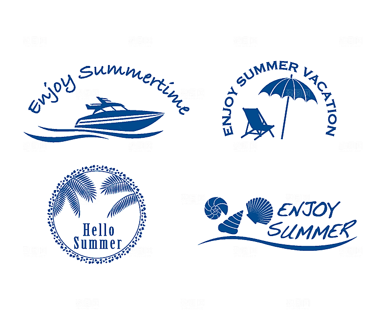 夏日热带海边冲浪矢量LOGO元素