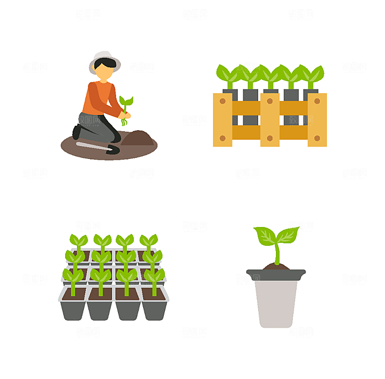 绿色种植园艺矢量图标元素