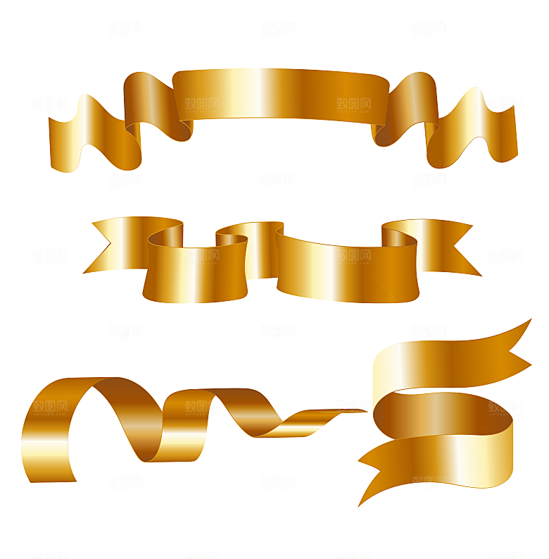 金色丝带矢量元素