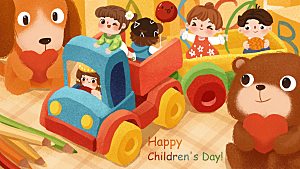 国际儿童节六一节日背景海报欢乐