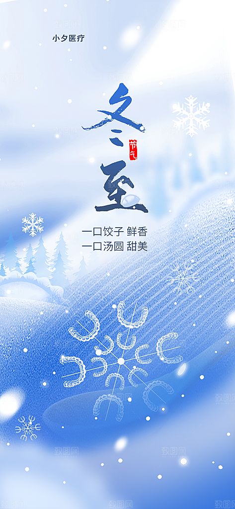中国传统文化节日冬至吃饺子节气插画海报