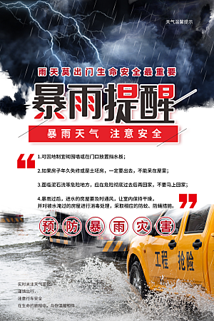 暴雨预警海报海报图片