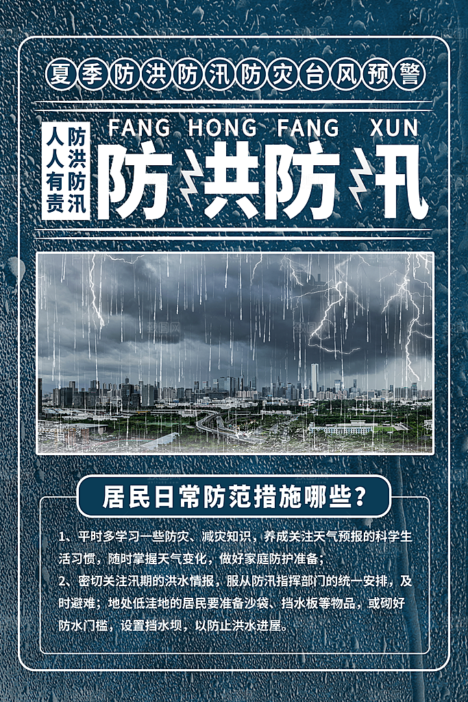 暴雨预警海报海报图片