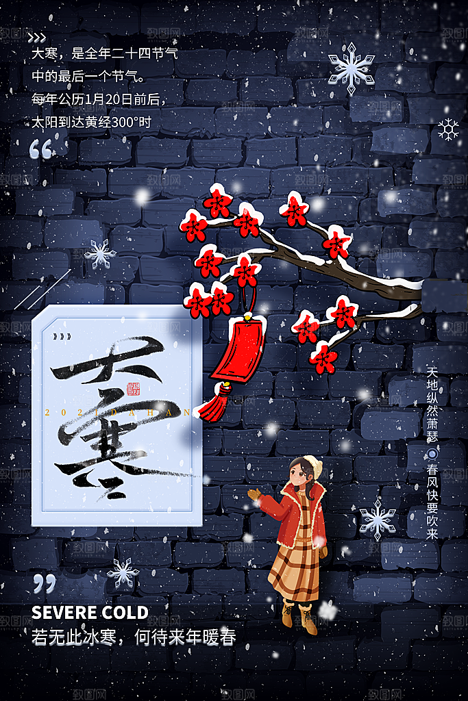 大寒节气推广宣传海报