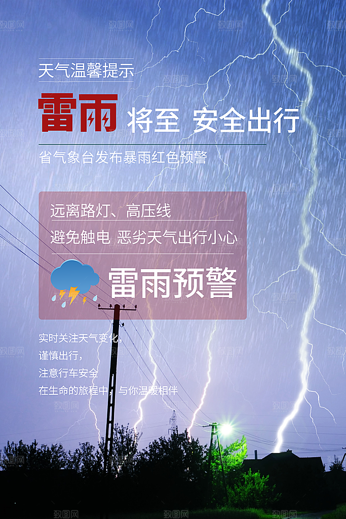 夏季暴雨预警海报