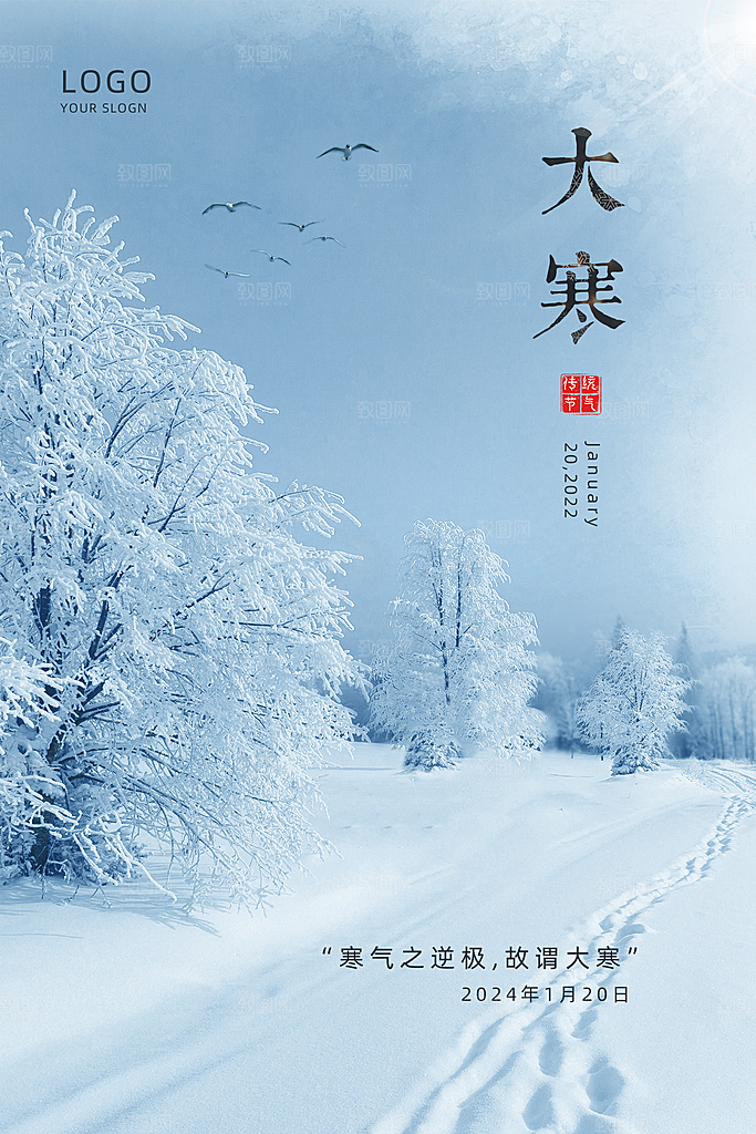 大寒节气推广宣传海报